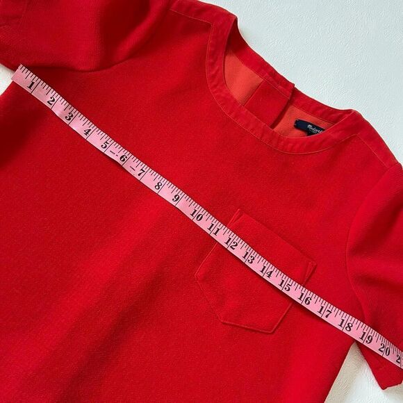 Madewell Red Short Sleeve Top Size Small Pocket Detail Split Hem - Picture 4 of 4
